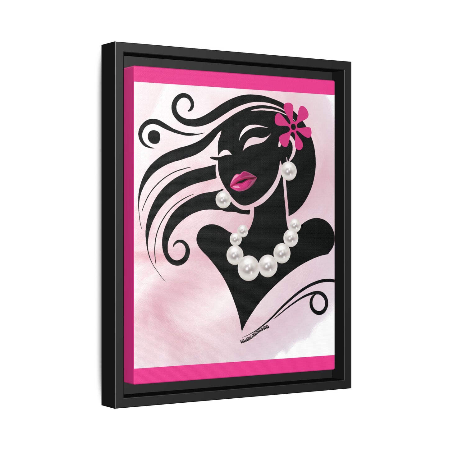 Pearls & Curls6 | Pink Pout - Framed Matte Canvas Art