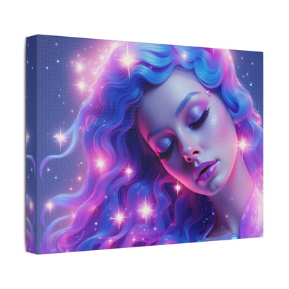 Winter Fantasy 2 | Dreamy Neon Muse Satin Stretched Canvas Print
