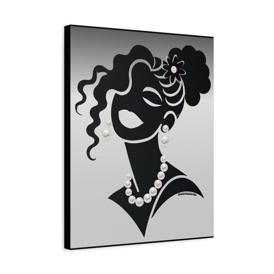Pearls & Curls5 | Black and White Canvas Matte Print