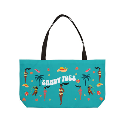 Sandy Toes | Seafoam Two-Sided Weekender Tote Bag (black girl)