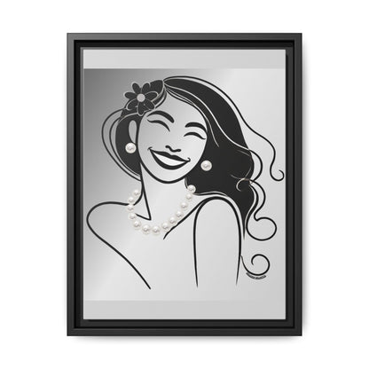 Pearls & Curls 3 | Black and White Framed Matte Canvas Wall Art
