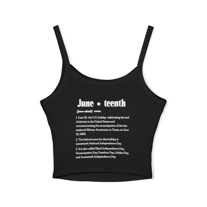 The 92% Club |Juneteenth Celebration Spaghetti Strap Baby Tank Top, front and back design