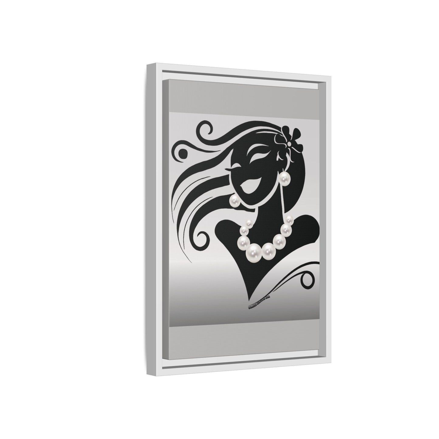 Pearls & Curls6 | Black and White - Framed Matte Canvas Art (black or white frame)