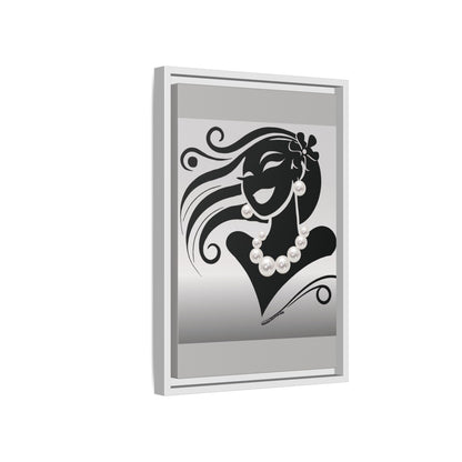 Pearls & Curls6 | Black and White - Framed Matte Canvas Art (black or white frame)