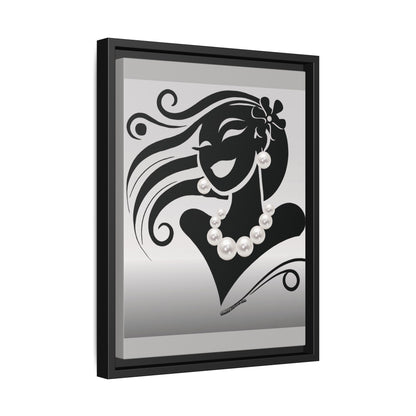 Pearls & Curls6 | Black and White - Framed Matte Canvas Art (black or white frame)