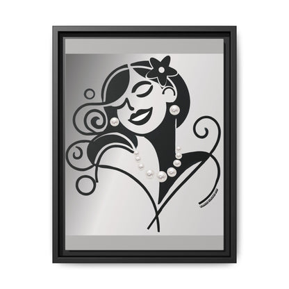 Pearls & Curls4 | Black and White - Framed Matte Canvas Art (black or white frame)