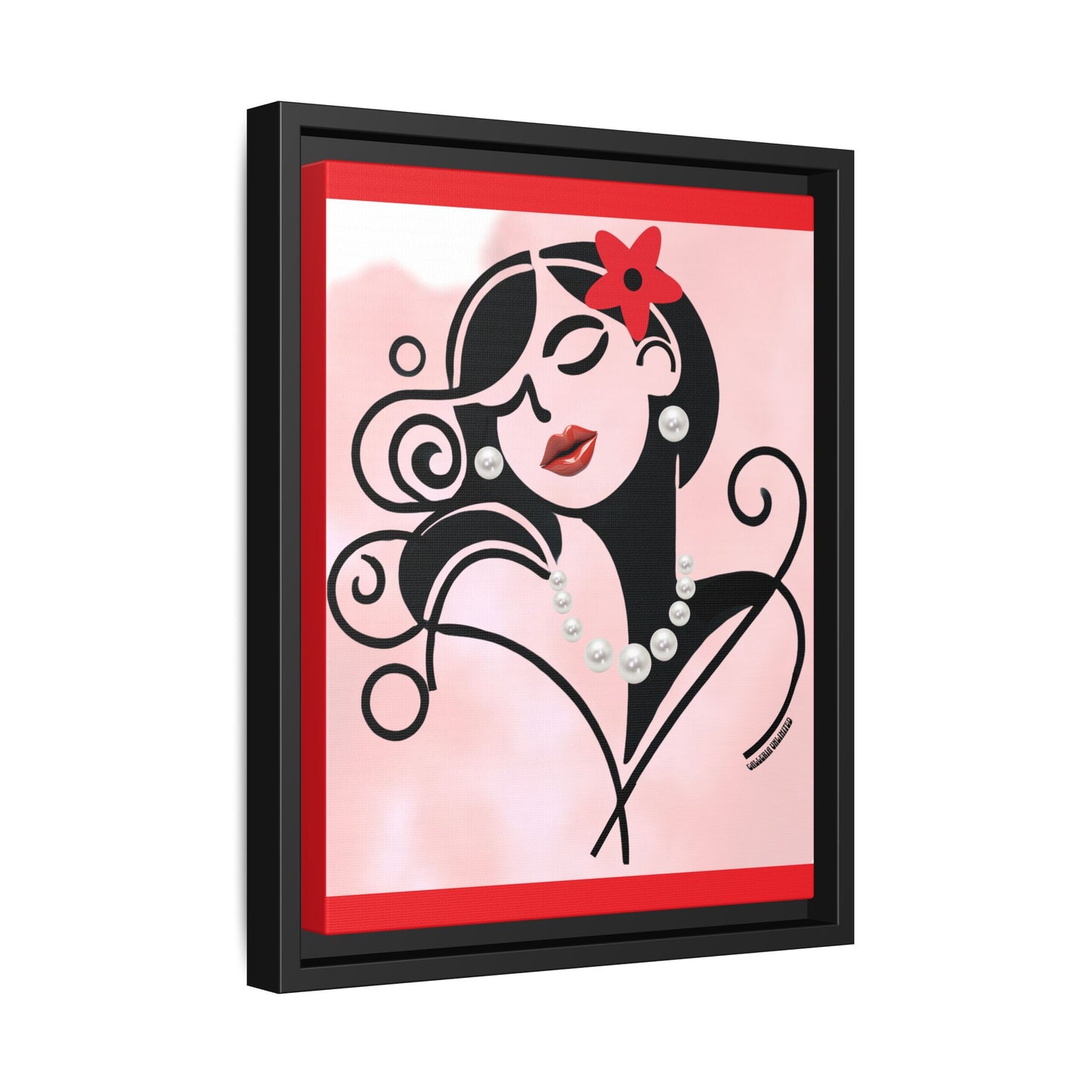 Pearls & Curls 4 | Cherry Kiss Framed Matte Canvas Wall Art (black or white frame)