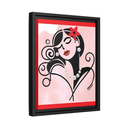 Pearls & Curls 4 | Cherry Kiss Framed Matte Canvas Wall Art (black or white frame)