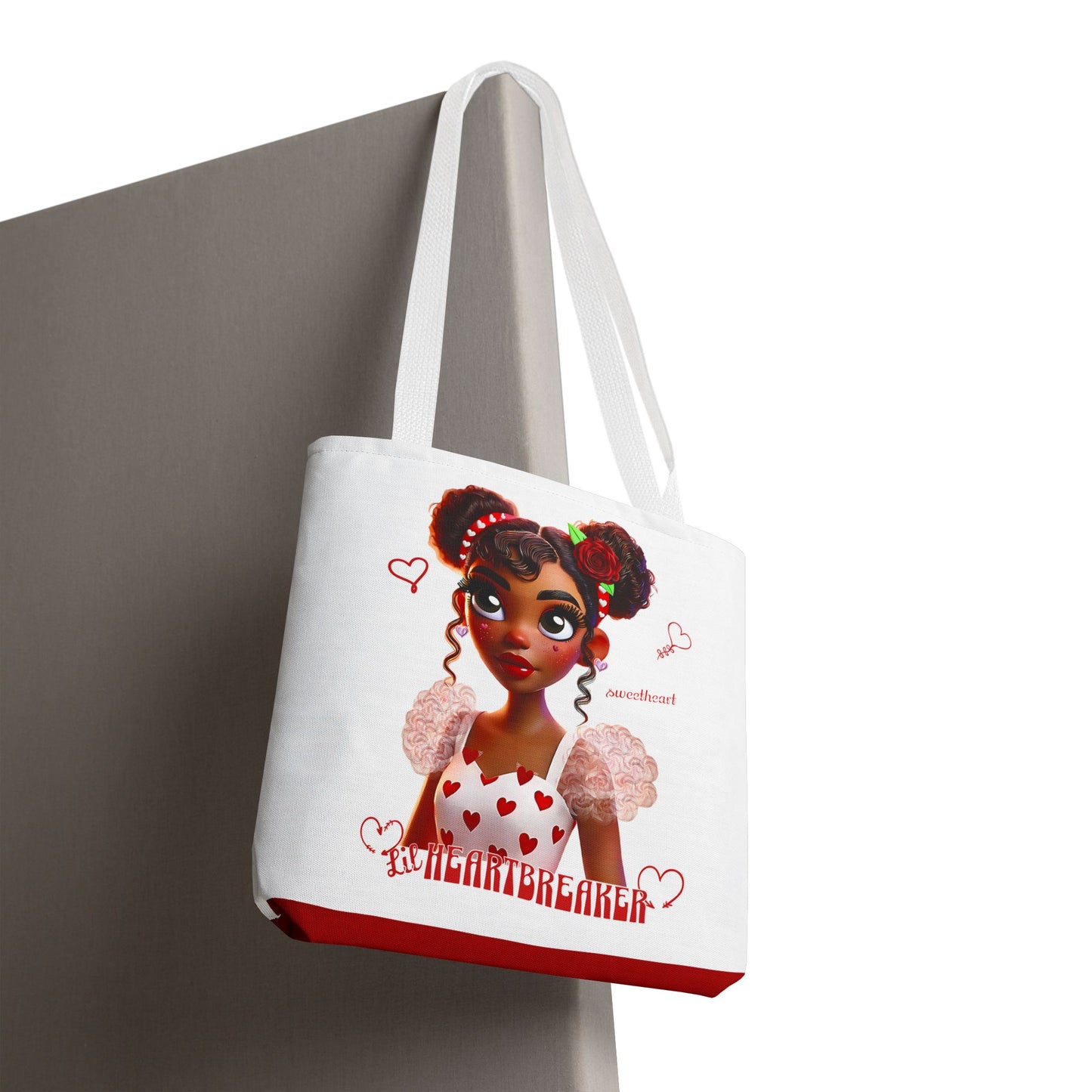 Heartbreaker Girl | Marshmallow All Over Print Two-Tone Tote Bag (multiple strap colors)