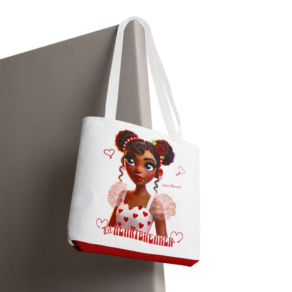 Heartbreaker Girl | Marshmallow All Over Print Two-Tone Tote Bag (multiple strap colors)