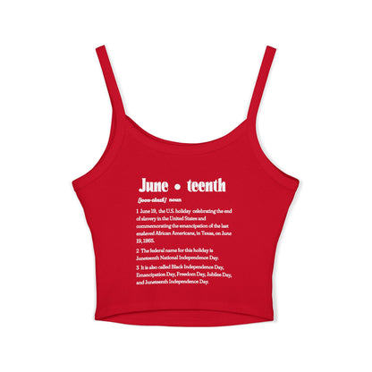 The 92% Club |Juneteenth Celebration Spaghetti Strap Baby Tank Top, front and back design