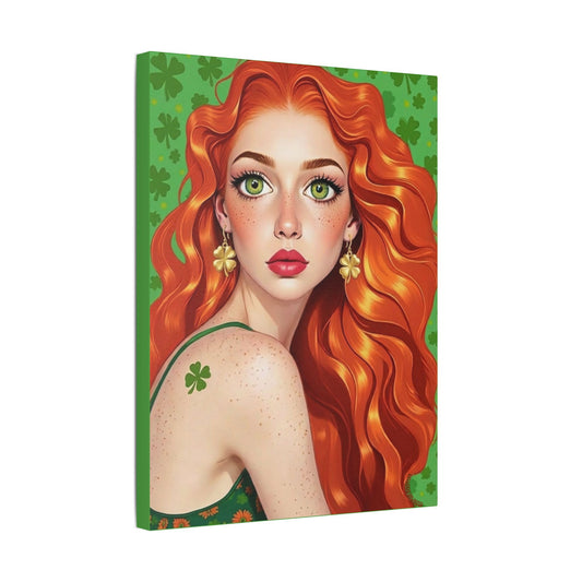 Clovers 4 | Shamrock Goddess, Stretched Satin Canvas Wall Art