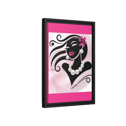 Pearls & Curls6 | Pink Pout - Framed Matte Canvas Art