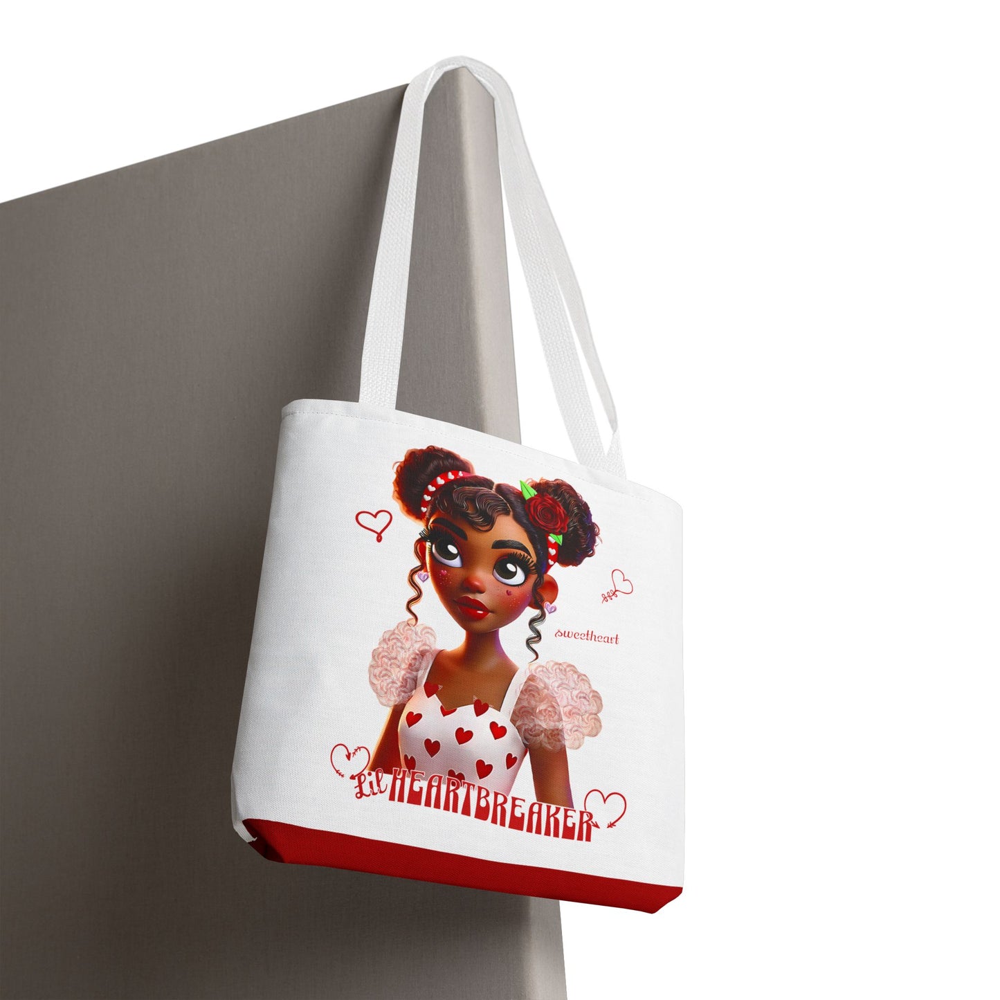 Heartbreaker Girl | Marshmallow All Over Print Two-Tone Tote Bag (multiple strap colors)