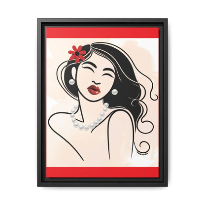 Pearls & Curls 3 | Scarlet Kiss Framed Matte Canvas Wall Art (black or white frame)