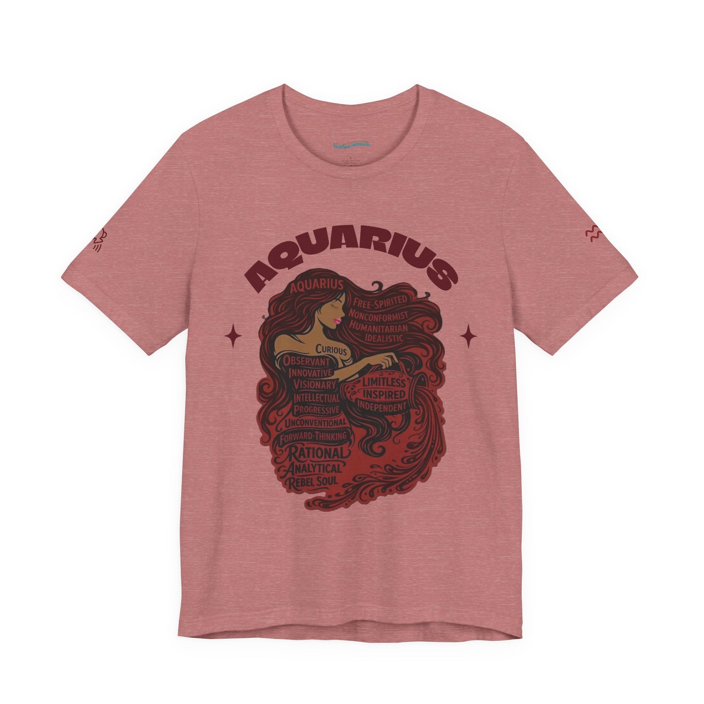 Aquarius| Word Art Graphic Tee (garnet) -- "Aquarius" Definition on Back