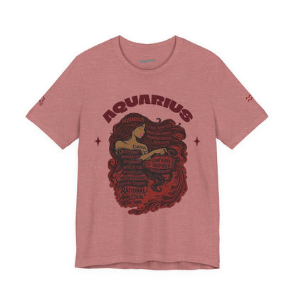 Aquarius| Word Art Graphic Tee (garnet) -- "Aquarius" Definition on Back