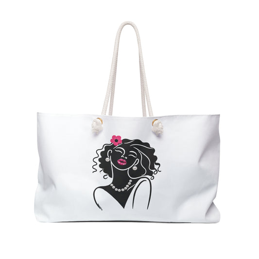 Pearls & Curls2 | White - Two-Sided Weekender Bag