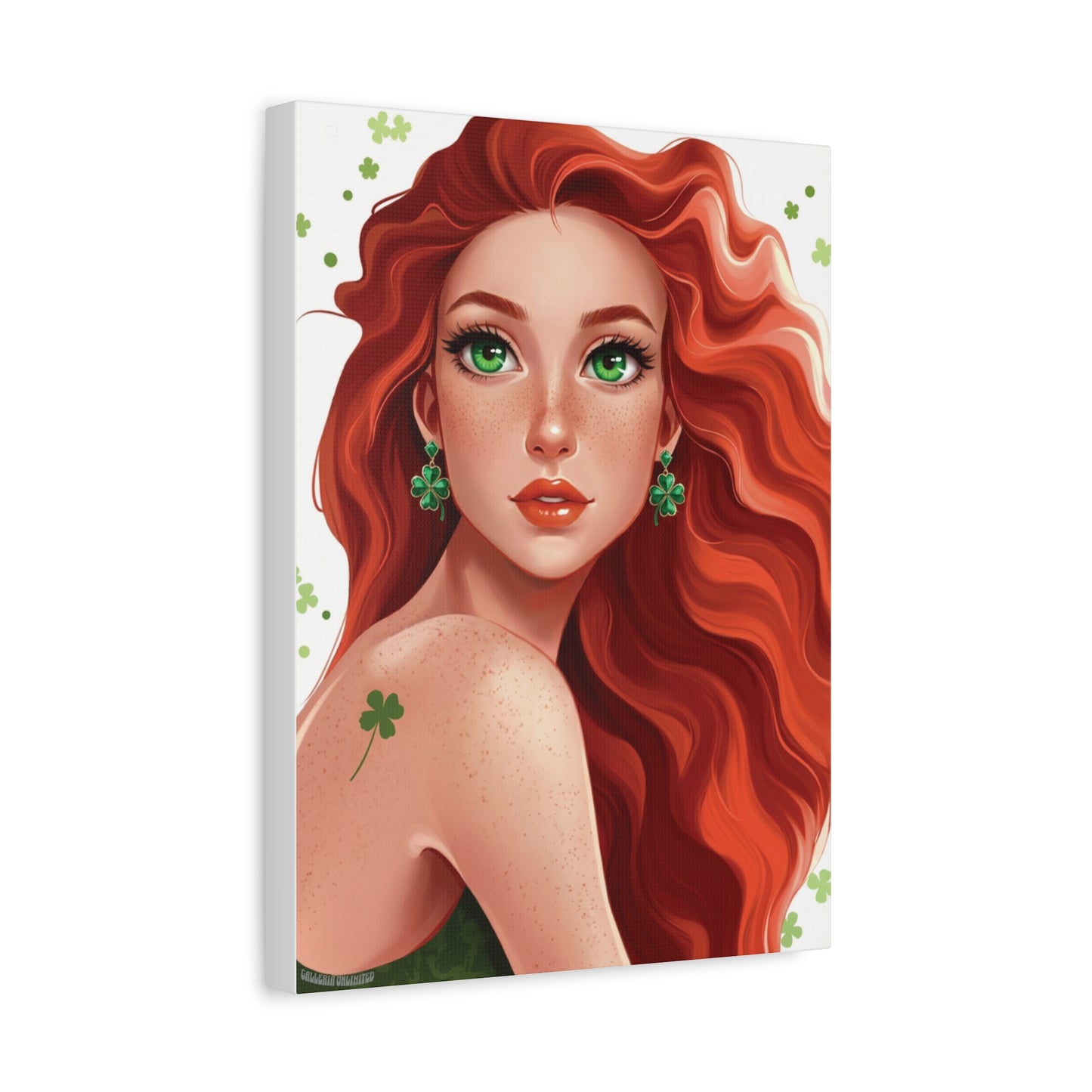 Clovers 1 | Emerald Whisper in White, Matte Canvas Print