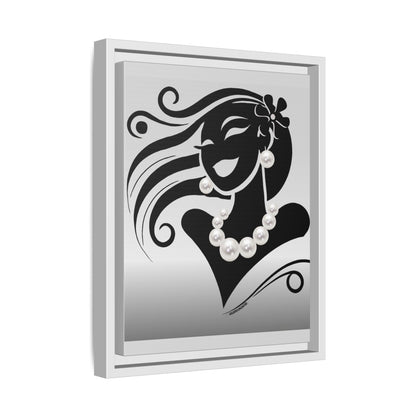 Pearls & Curls 6 | Black and White Framed Matte Canvas Wall Art (black or white frame)