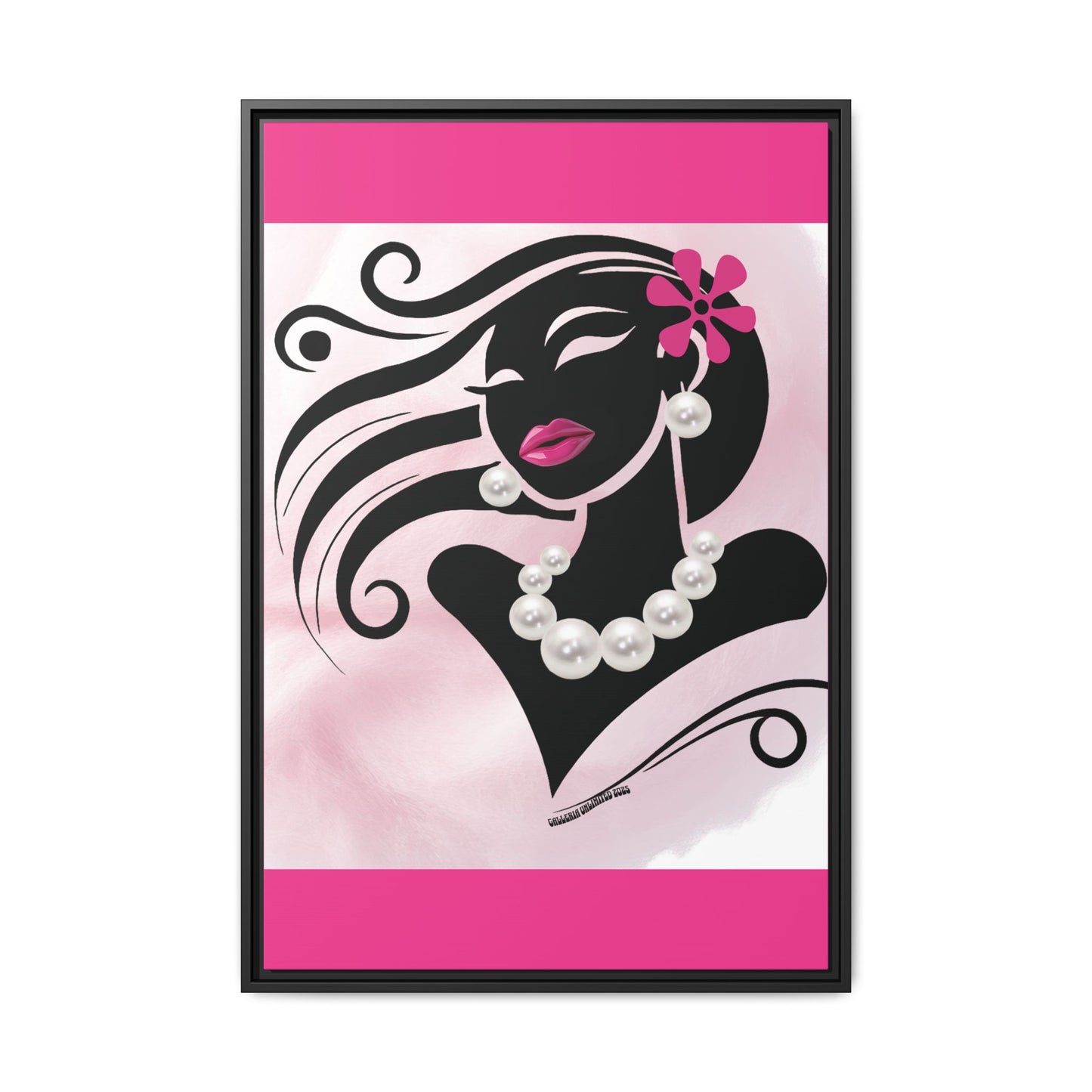 Pearls & Curls6 | Pink Pout - Framed Matte Canvas Art