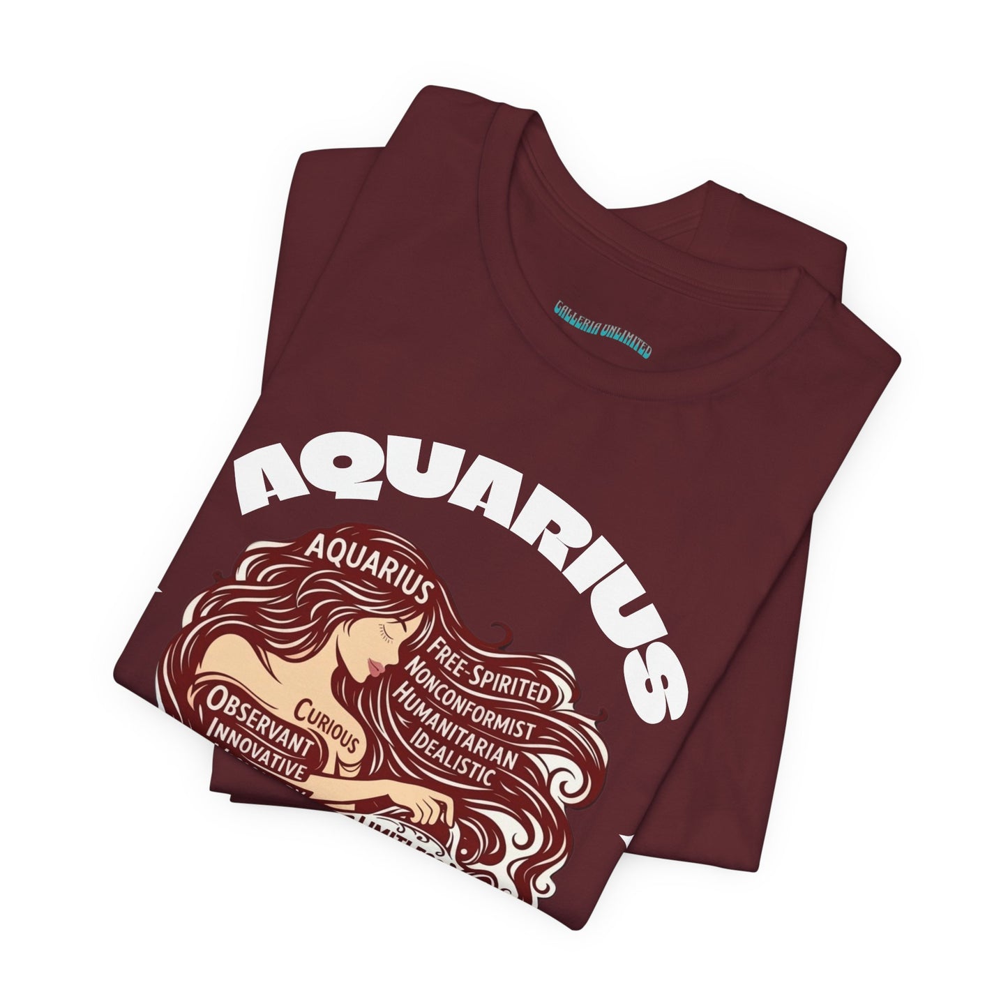 Aquarius| Word Art Graphic Tee2 (garnet)--"Aquarius" Definition on Back