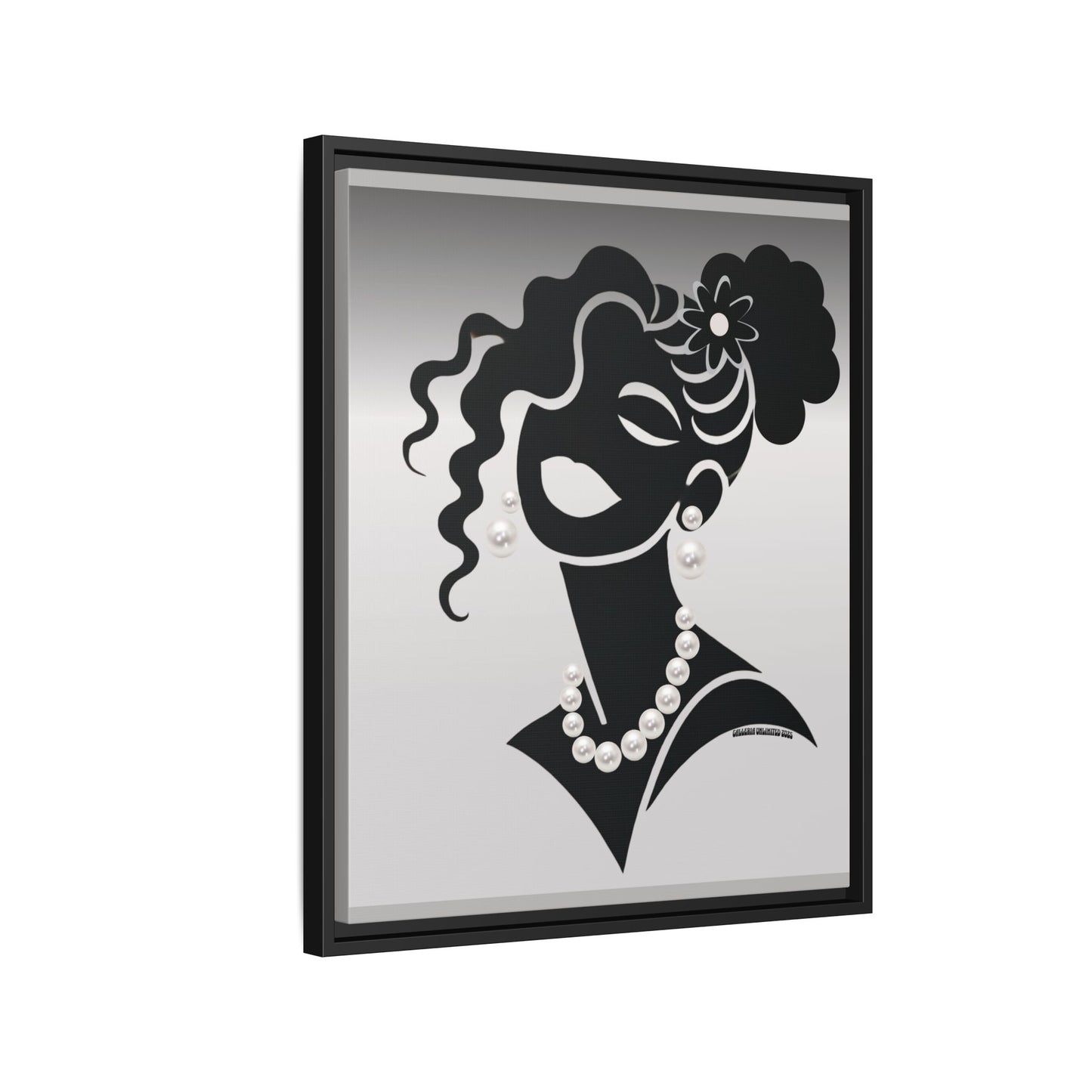Pearls & Curls5 | Black and White - Framed Matte Canvas Art (black or white frame)