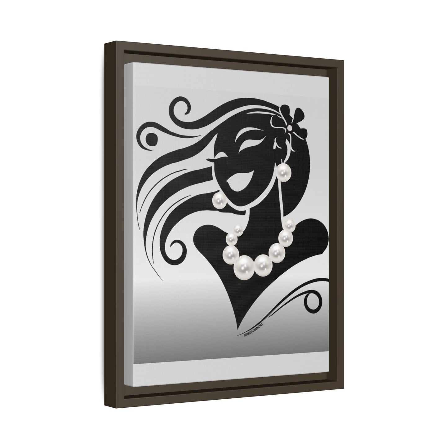 Pearls & Curls 6 | Black and White Framed Matte Canvas Wall Art (black or white frame)