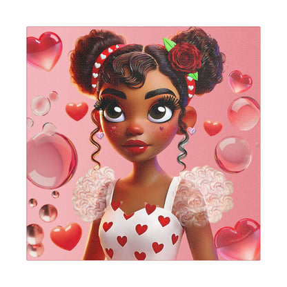 Heartbreaker Girl | Bubble Gum Satin Stretched Canvas Print