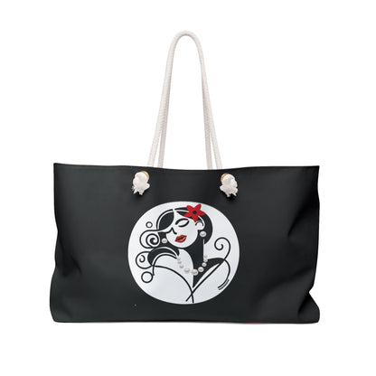 Pearls & Curls4 | Black - Two-Sided Weekender Bag