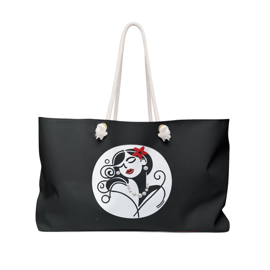 Pearls & Curls4 | Black - Two-Sided Weekender Bag