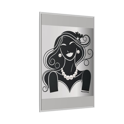 Pearls & Curls1 | Black and White - Framed Matte Canvas Art (black or white frame)