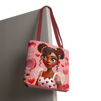 Heartbreaker Girl | Bubble Gum All -Over-Print Two-Tone Tote Bag (multiple strap colors)