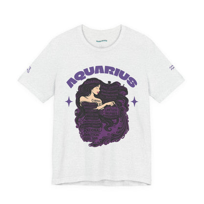 Aquarius | Word Art Graphic Tee2 (amethyst)-"Aquarius" Definition on Back