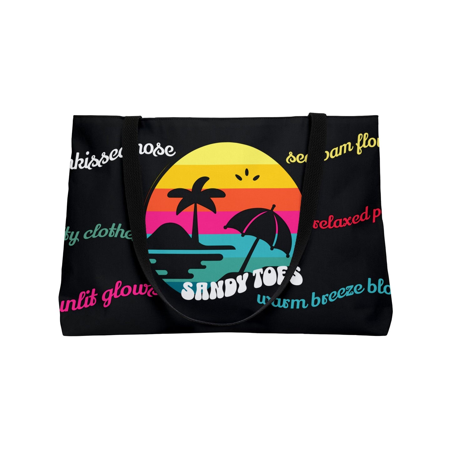 Sandy Toes | Two-Sided Sunset Palm Weekender Tote Bag (licorice)