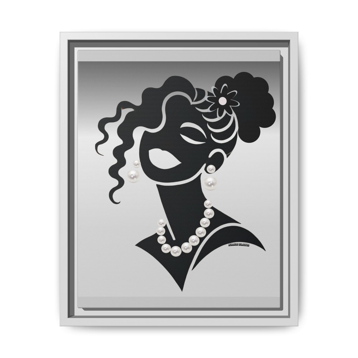 Pearls & Curls 2 | Black and White Framed Matte Canvas Wall Art (black or white frame)