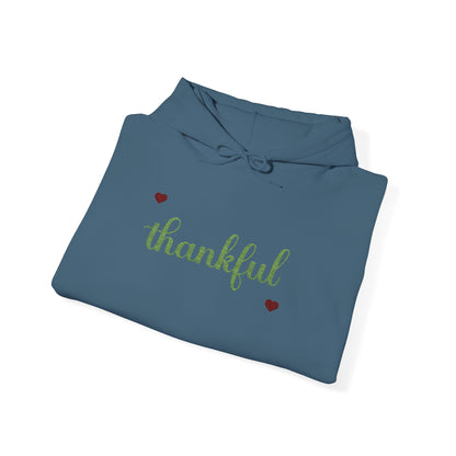 The Thankful Edit1 | Light Green Embroidered Thankful Hoodie, maroon hearts (multiple colors)