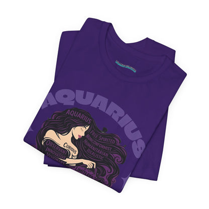 Aquarius | Word Art Graphic Tee2 (amethyst)-"Aquarius" Definition on Back