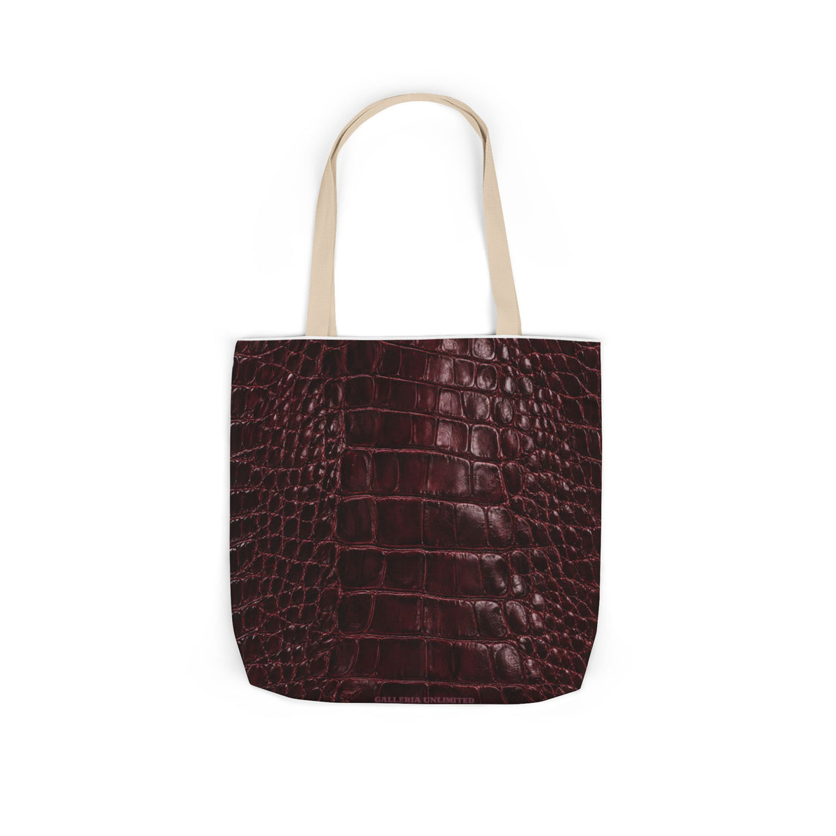 Alligator | Burgundy Print All-Over Pattern Tote Bag (non-textured printed fabric)