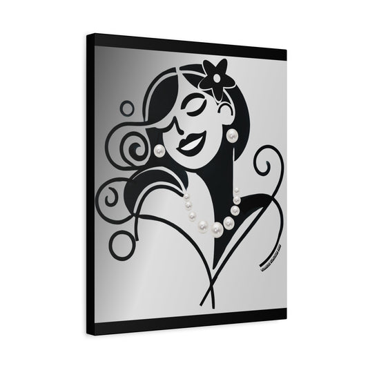 Pearls & Curls4 | Black and White Matte Canvas Print