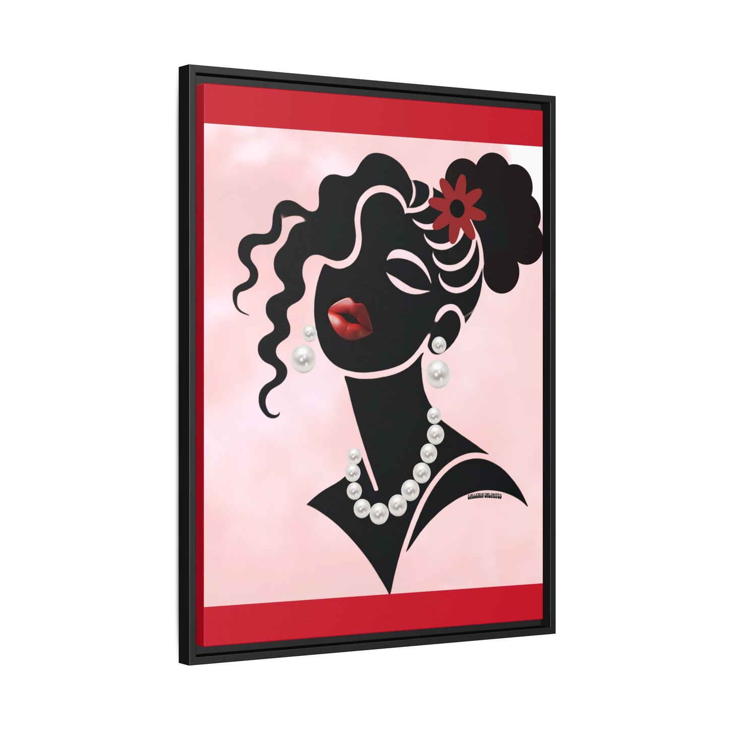 Pearls & Curls 5 | Crimson Kiss Framed Matte Canvas Wall Art (black or white frame)