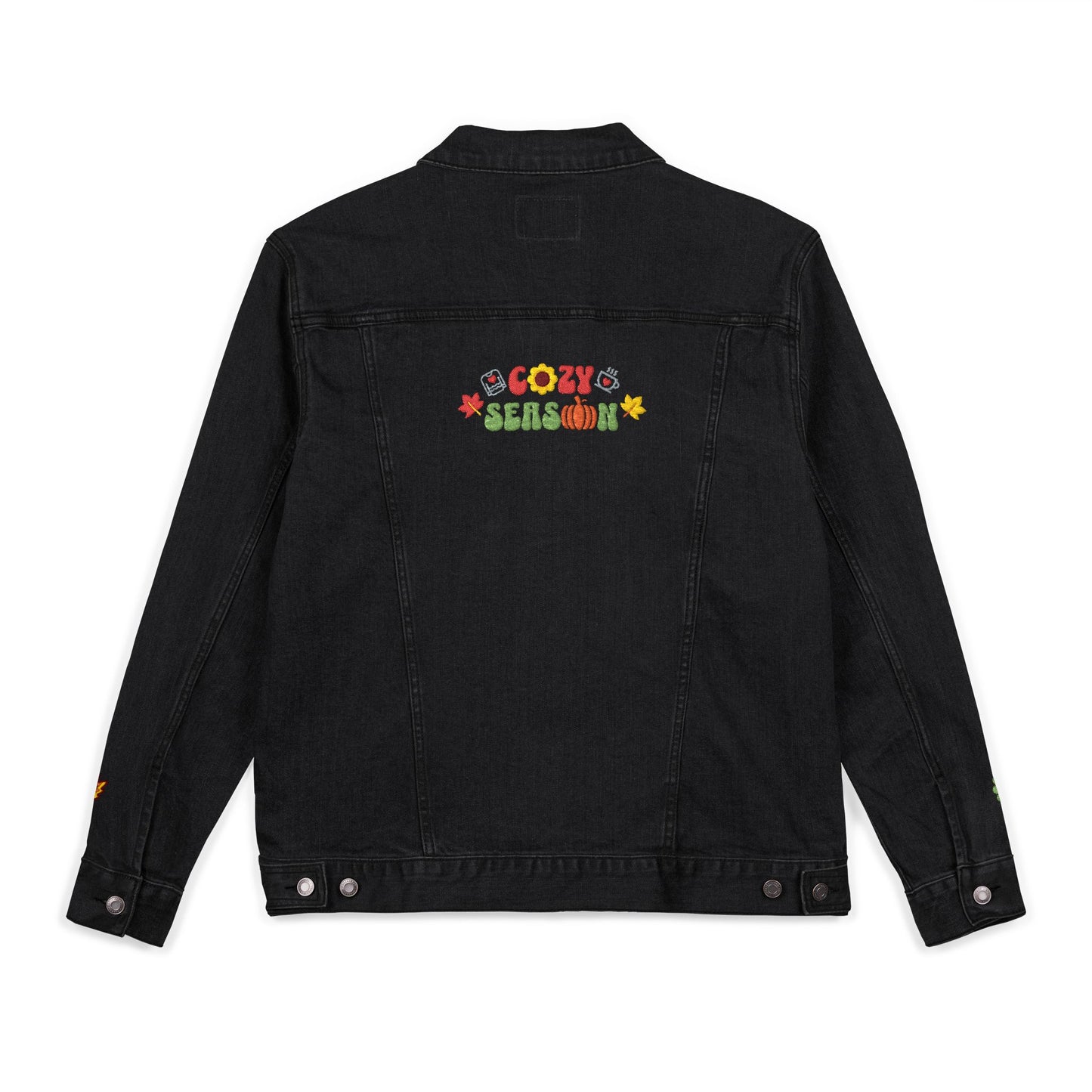 The Cozy Edit1 - Embroidered Denim Jacket (classic, black, and white denim)