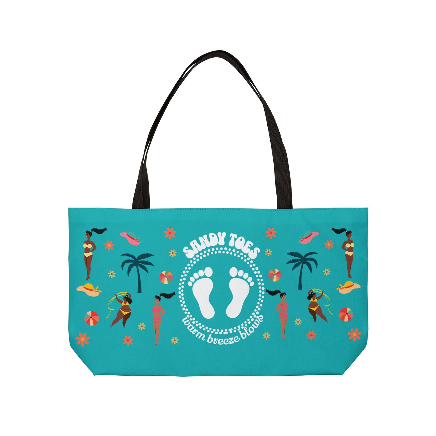 Sandy Toes | Seafoam Two-Sided Weekender Tote Bag (black girl)