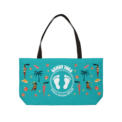 Sandy Toes | Seafoam Two-Sided Weekender Tote Bag (black girl)