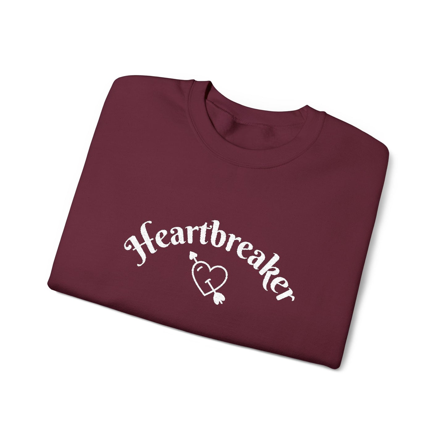 Heartbreaker 0 | White Embroidered Heartbreaker Crewneck Sweatshirt