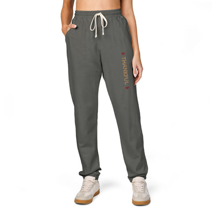 Harvest Haze 8 | 'THANKFUL' Vertical Gold Script Joggers
