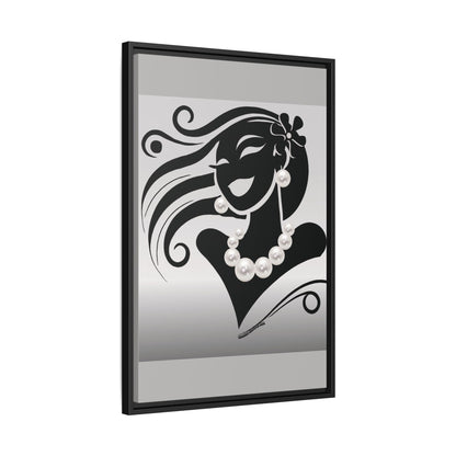 Pearls & Curls6 | Black and White - Framed Matte Canvas Art (black or white frame)
