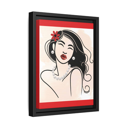 Pearls & Curls3 | Scarlet Kiss - Framed Matte Canvas Art (black or white frame)