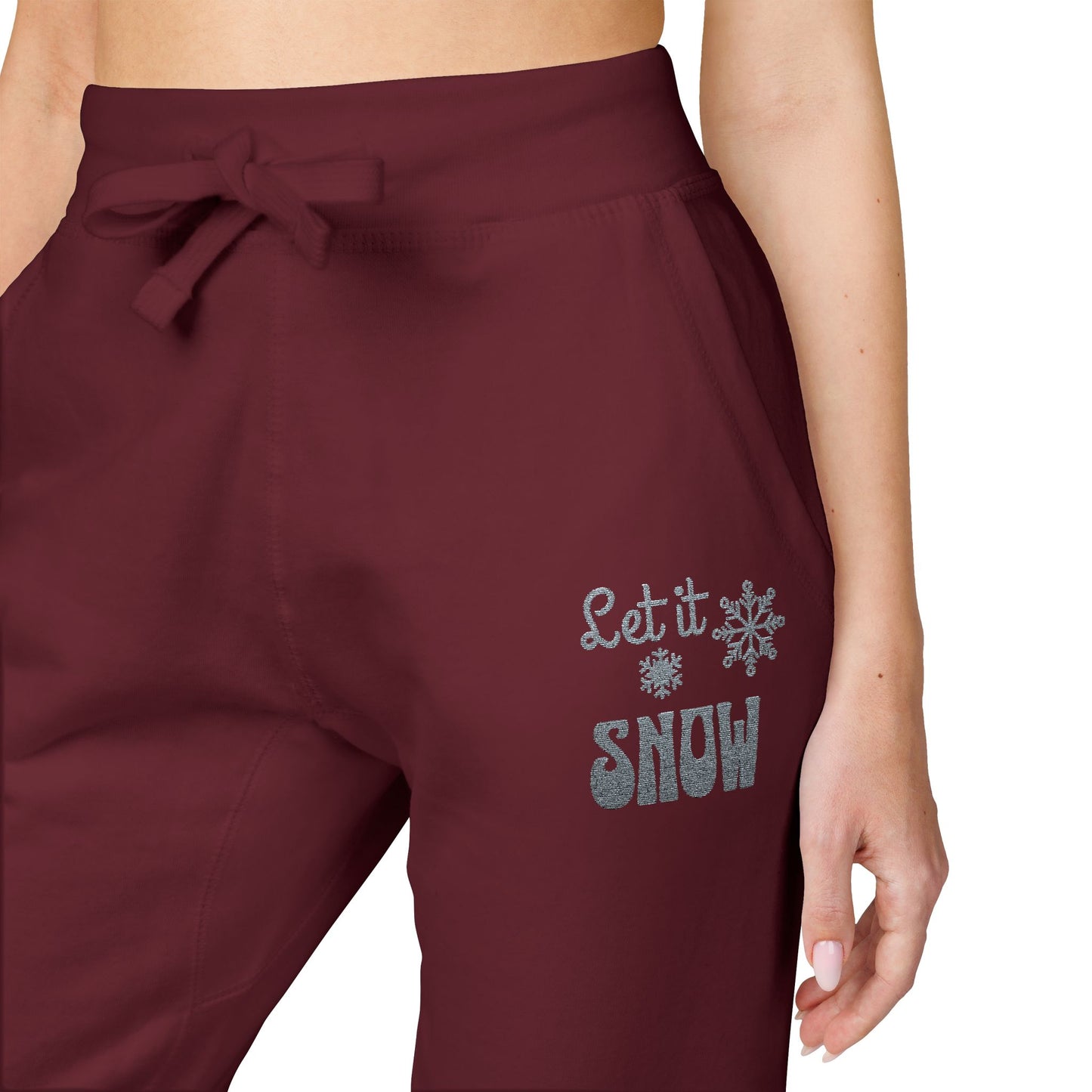 The Cozy Edit2 | Embroidered "Let It Snow" Fleece Lounge Joggers (multiple colors)