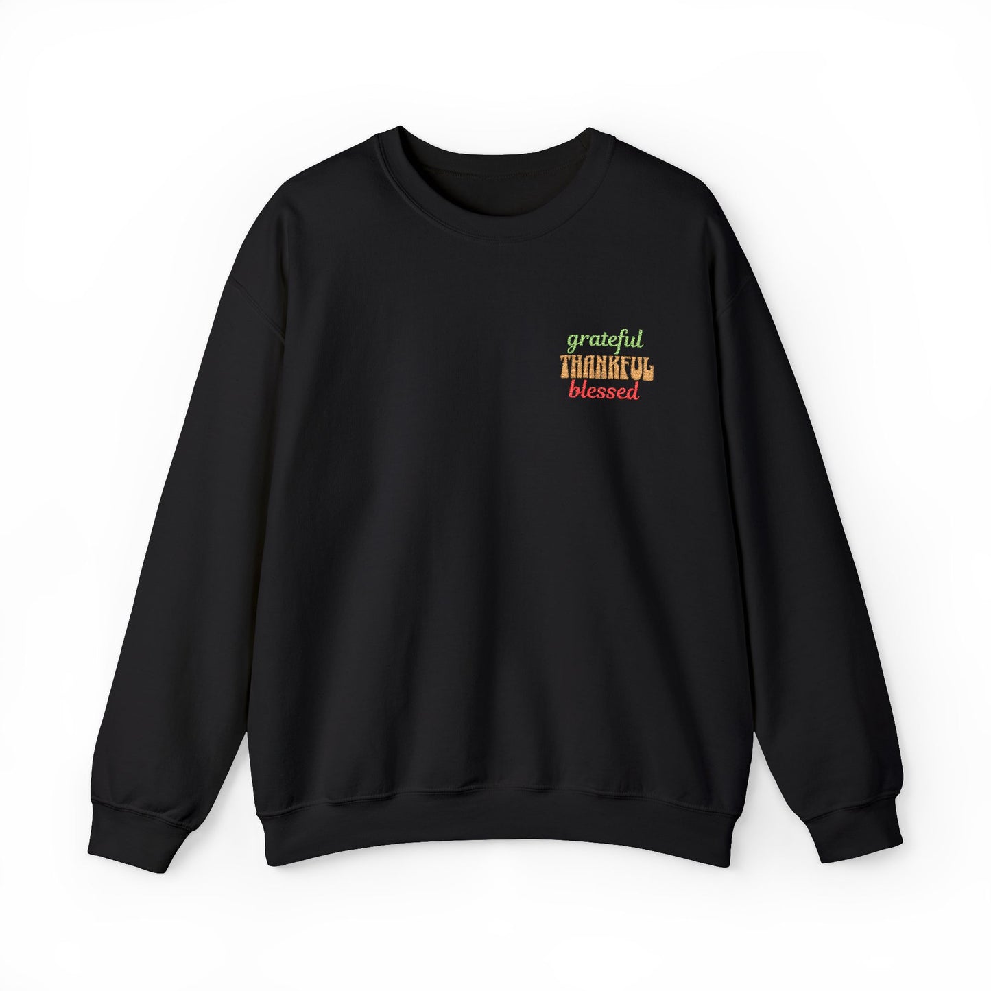 The Cozy Edit2 | Embroidered "Grateful - Thankful - Blessed" Crewneck Sweatshirt (multiple colors)